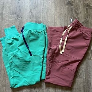 Figs scrubs bottoms SURGICAL GREEN/ MUAVE XS